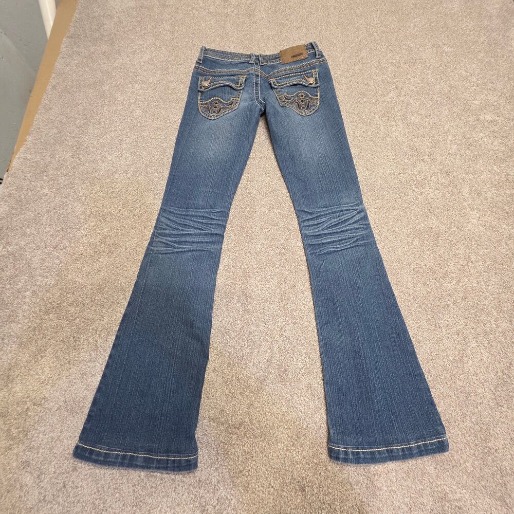 Dollhouse Jeans Size 0 Low Rise Bootcut Embroidered Pocket Flare Dark Wash Y2K